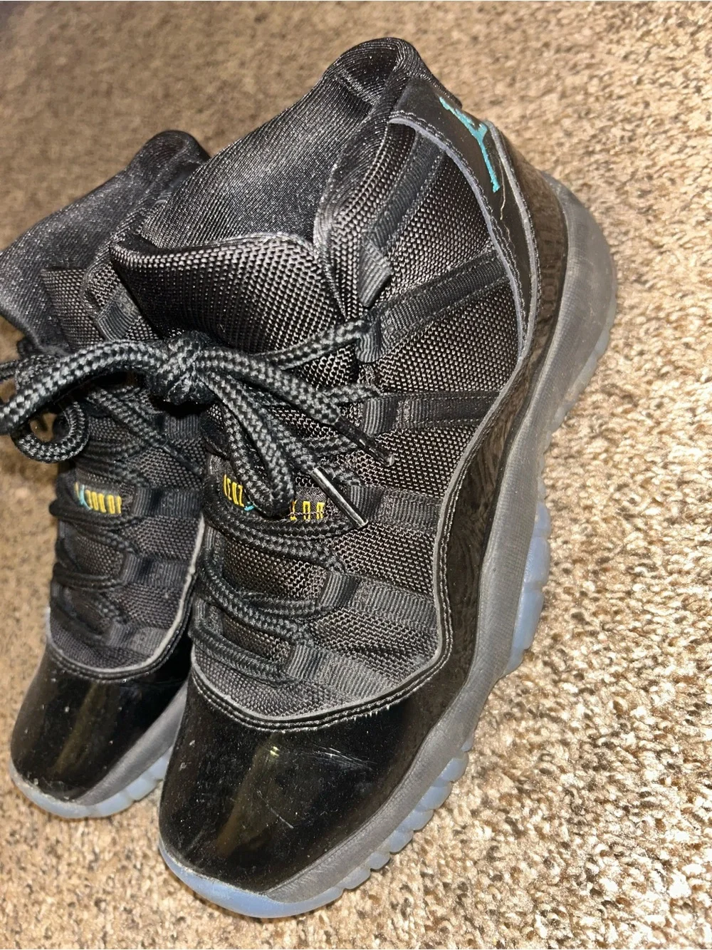 Jordan Men’s High-Top Sneakers in Black with Teal Accent